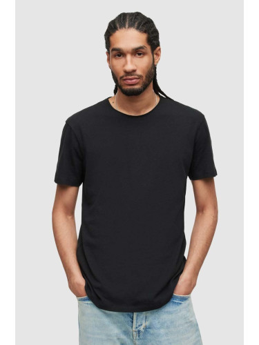 Памучна тениска AllSaints (2 броя) в черно с изчистен дизайн