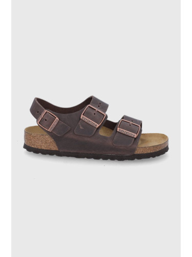 Кожени сандали Birkenstock Milano дамски в кафяво