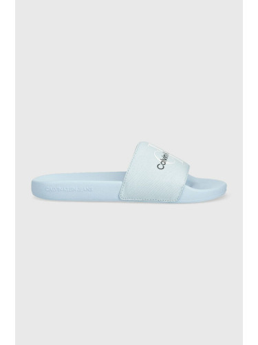 Чехли Calvin Klein Jeans SLIDE MONOGRAM CO в синьо YW0YW00103