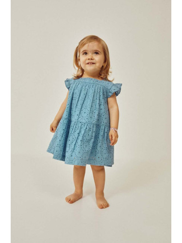 Бебешка памучна рокля zippy в синьо къс модел разкроен модел