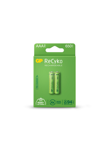 Акумулаторна Батерия GP R03 AAA 650mAh NiMH 65AAAHCE-EB2, 2 бр. в опак