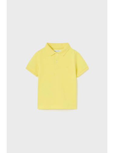 Бебешка памучна тениска с яка Mayoral в жълто с изчистен дизайн