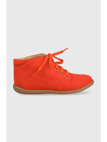Детски половинки обувки от велур Pom D'api в оранжево