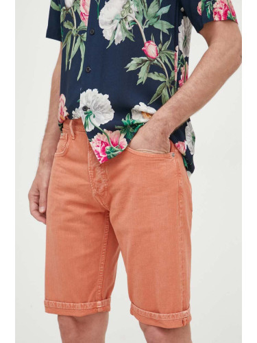 Дънков къс панталон Pepe Jeans Callen в оранжево