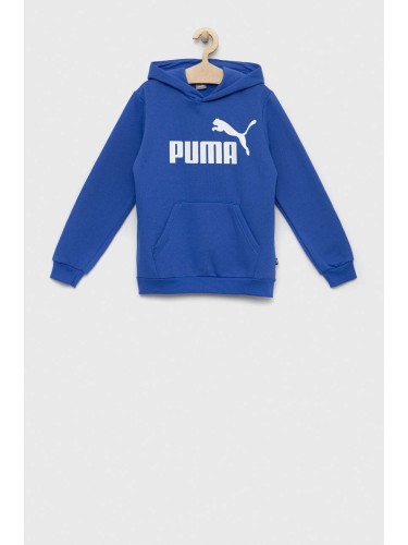 Детски суичър Puma ESS Big Logo Hoodie FL B в синьо с качулка с десен