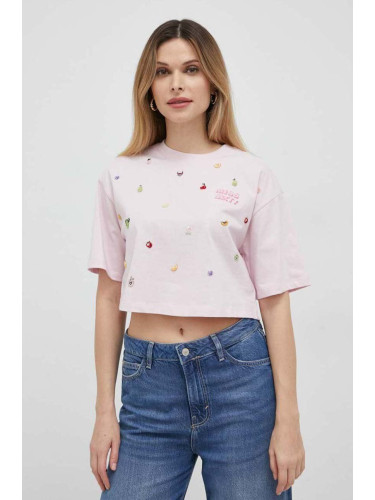 Памучна тениска Miss Sixty в розово