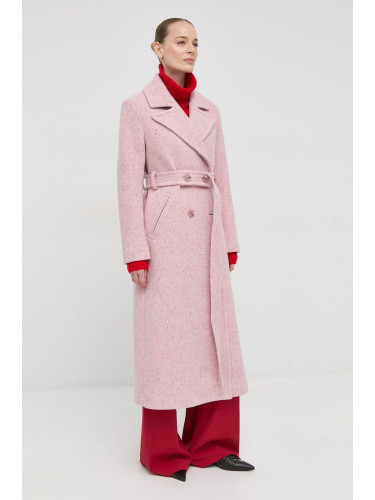 Вълнено палто Beatrice B в розово с преходна изолация с двуредно закопчаване
