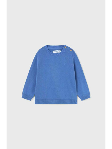 Детски памучен пуловер Mayoral в синьо от лека материя