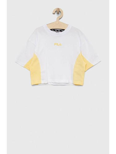 Детска памучна тениска Fila в бяло