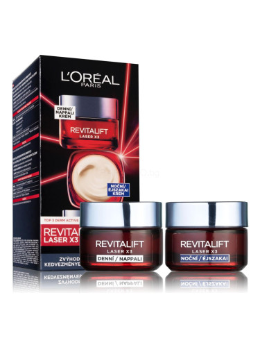 L'Oréal Paris Revitalift Laser X3 Day Cream Подаръчен комплект дневен крем за лице Revitalift Laser X3 50 ml + нощен крем за лице Revitalift Laser X3 50 ml