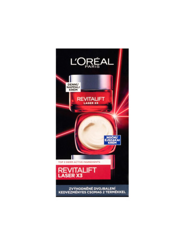 L'Oréal Paris Revitalift Laser X3 Day Cream Подаръчен комплект дневен крем за лице Revitalift Laser X3 50 ml + нощен крем за лице Revitalift Laser X3 50 ml