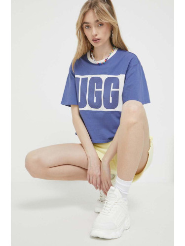 Памучна тениска UGG в синьо