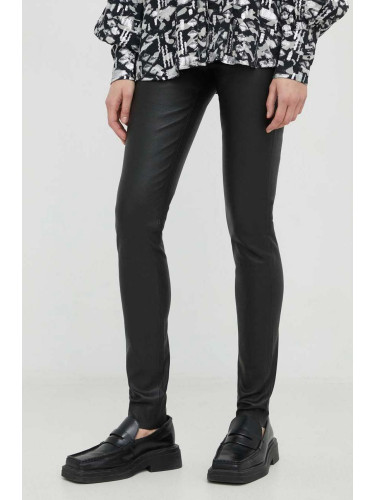 Кожен панталон Bruuns Bazaar Christa в черно