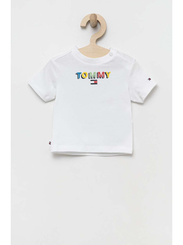Бебешка тениска Tommy Hilfiger в бяло с принт