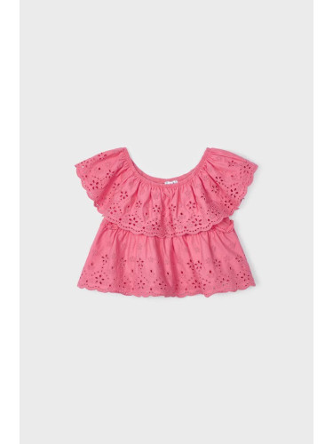 Детска памучна блуза Mayoral в розово с изчистен дизайн