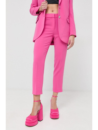 Панталони MICHAEL Michael Kors в розово с широка каройка, със стандартна талия