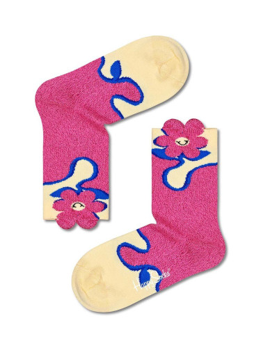 Детски чорапи Happy Socks Kids Smiley Cuff в розово