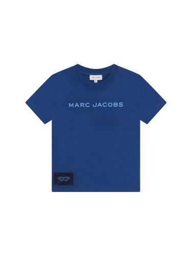 Детска памучна тениска Marc Jacobs в синьо с принт