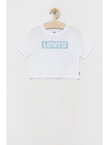 Детска памучна тениска Levi's в бяло