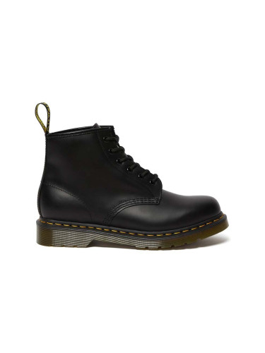 Кожени кубинки Dr. Martens 101 Yellow Stitch в черно с равна подметка 26206001 26230001