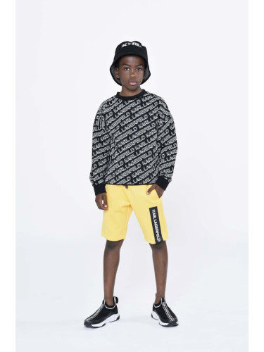 Детски къси панталони Karl Lagerfeld в жълто с регулируема талия
