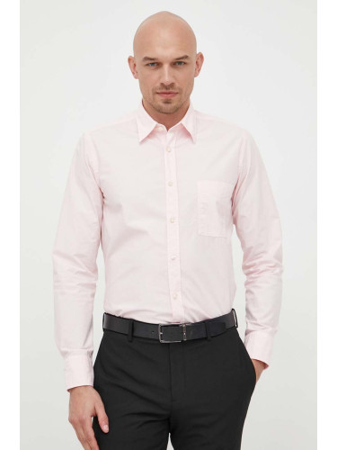 Памучна риза BOSS ORANGE мъжка в розово със стандартна кройка с класическа яка