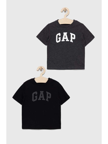 Детска памучна тениска GAP (2 броя) в черно с принт