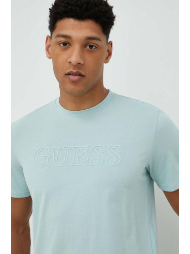 Тениска Guess в синьо с апликация