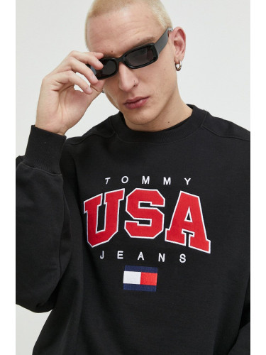 Суичър Tommy Jeans в черно с апликация