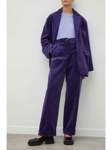 Джинсов панталон Lovechild Lucas в лилаво със стандартна кройка, с висока талия