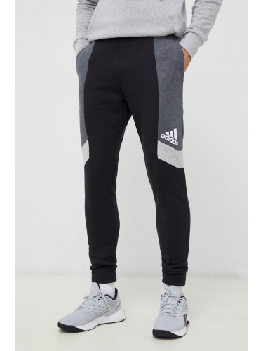 Спортен панталон adidas в черно с десен