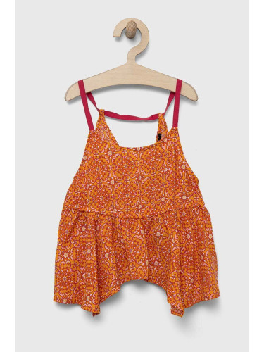Детска блуза Sisley в оранжево с десен