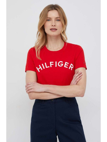 Памучна тениска Tommy Hilfiger в червено