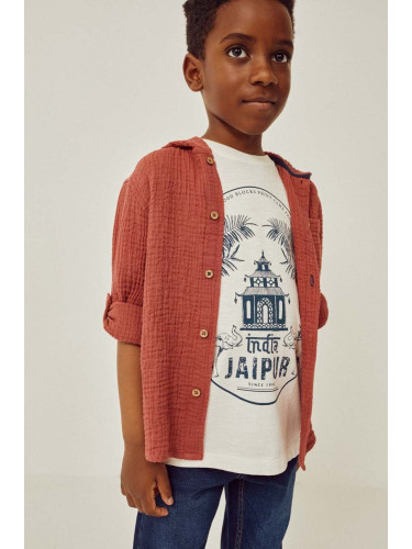 Детска памучна риза zippy в кафяво