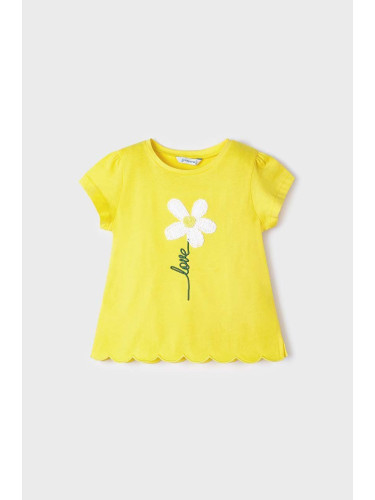 Детска памучна тениска Mayoral в жълто
