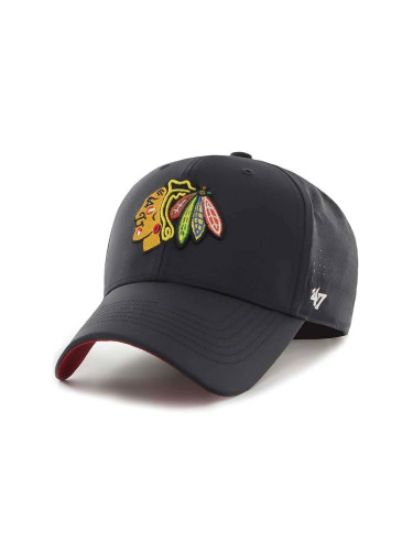 Шапка с козирка 47 brand Nhl Chicago Blackhawks в черно с апликация