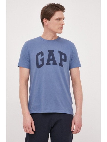 Памучна тениска GAP в синьо с десен