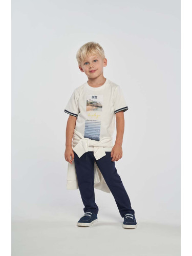 Детска памучна тениска Birba&Trybeyond в бяло с принт