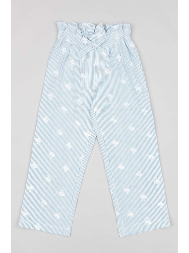 Детски памучен панталон zippy в синьо с десен