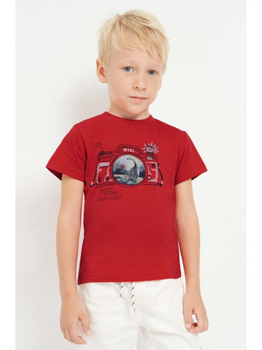Детска памучна тениска Mayoral в червено с принт