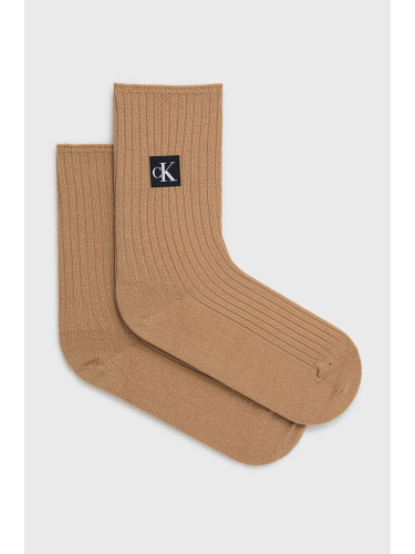 Вълнени чорапи Calvin Klein в кафяво