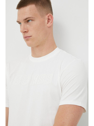 Тениска Guess в бяло с апликация