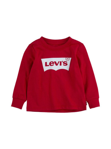 Детска блуза с дълги ръкави Levi's в червено с принт