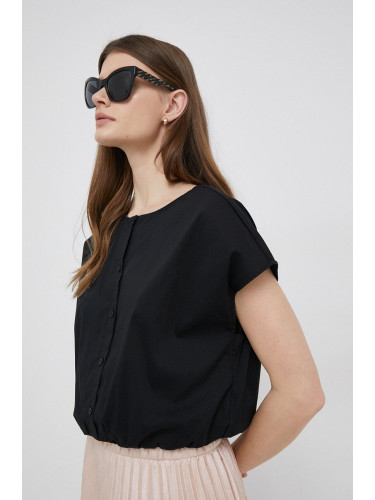 Блуза Dkny в черно с изчистен дизайн