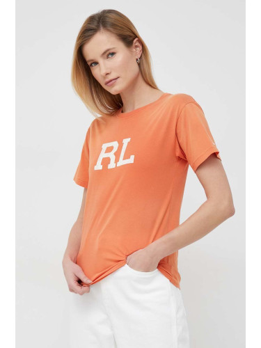 Памучна тениска Polo Ralph Lauren в оранжево