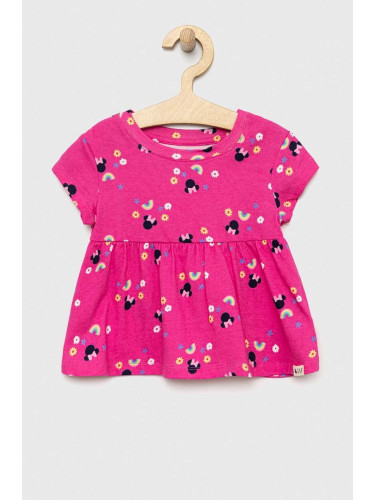 Детска памучна тениска GAP x Disney в розово