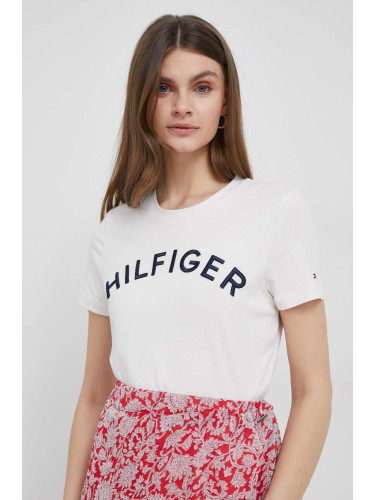 Памучна тениска Tommy Hilfiger в бежово