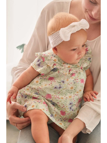 Бебешка памучна рокля Mayoral Newborn в тюркоазено къс модел разкроен модел