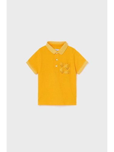 Детска тениска с яка Mayoral в жълто с принт