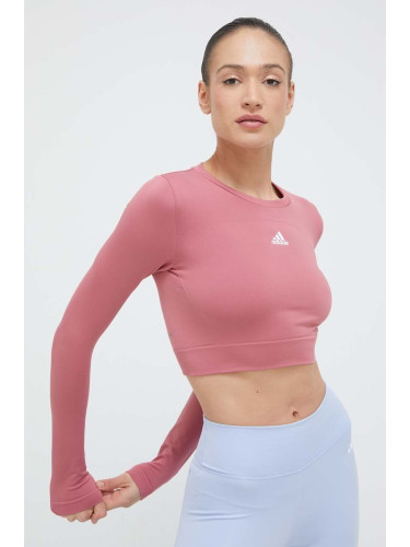 Блуза с дълги ръкави за трениране adidas Performance в розово